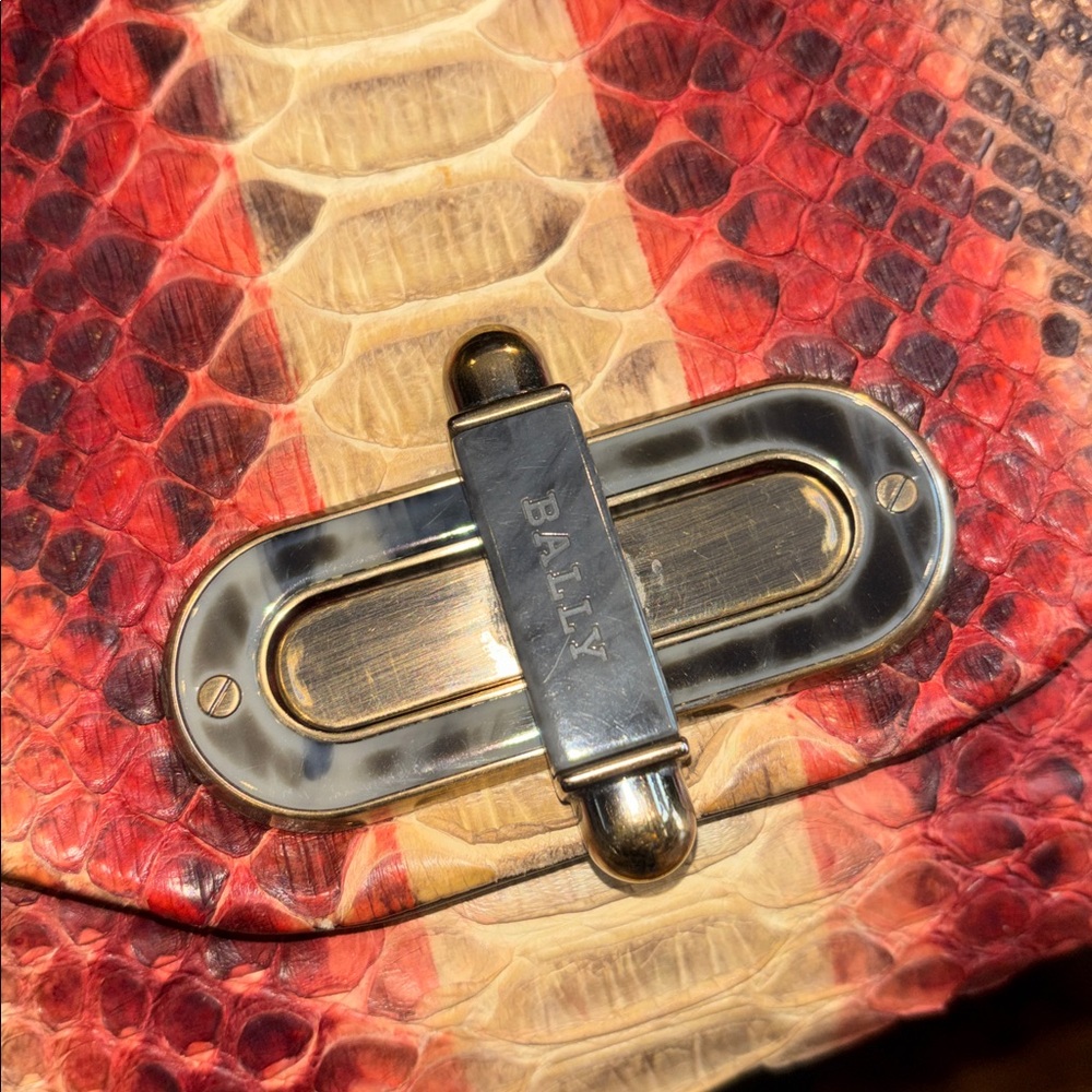 Authentic Bally Python Snake Skin Leather Shoulde… - image 2